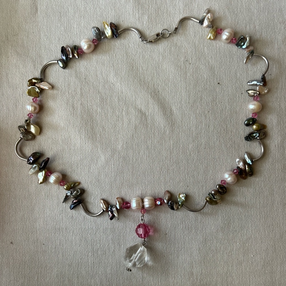Beautiful Antique Pearl and Stone Mix Necklace